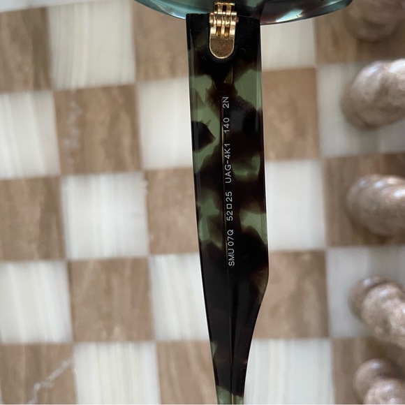 Miu Miu Women's Green Tortoise Shell Cut-off Round Sunglasses - Picture 6 of 7